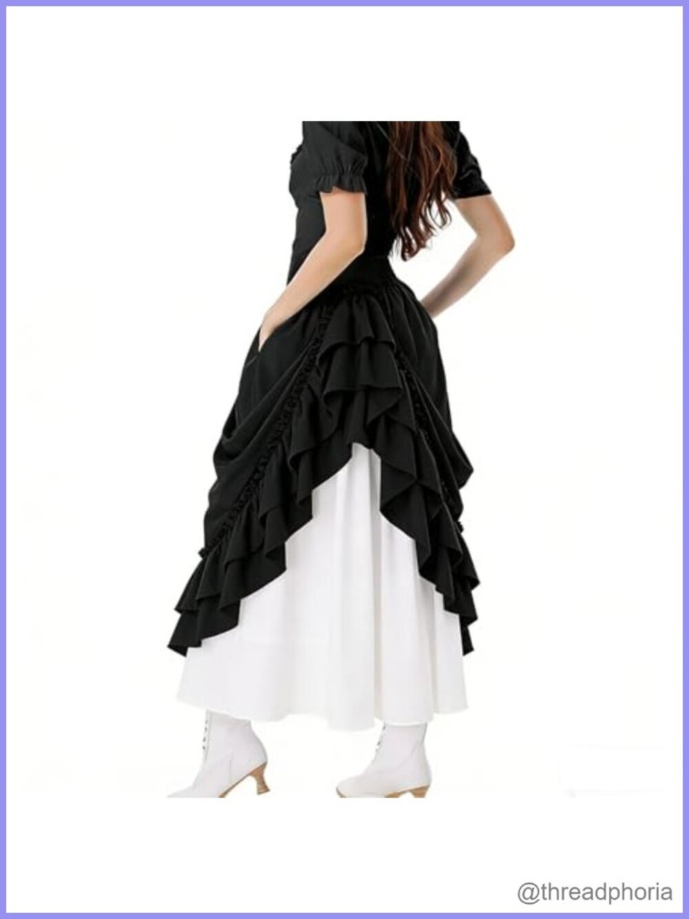 Medieval Renaissance Maxi Skirt Double Layer Ruffle Midi Womens